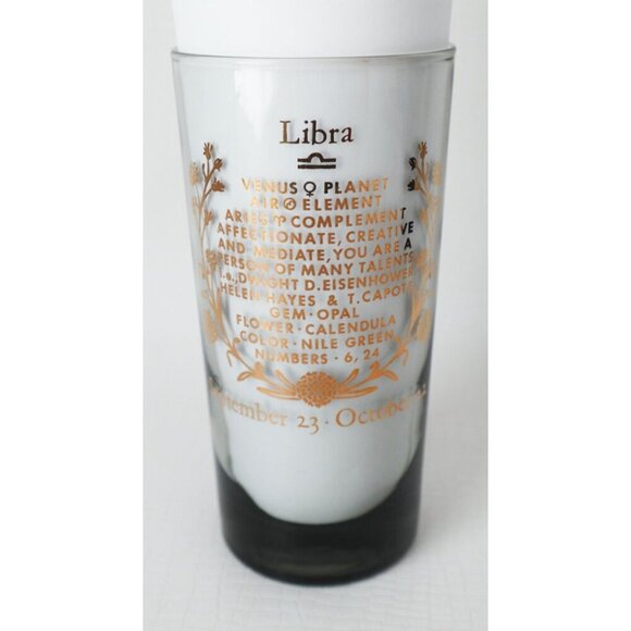 Vintage Horoscope Libra Cocktail Drinking Glass Highball Tumbler Barware - Picture 2 of 5